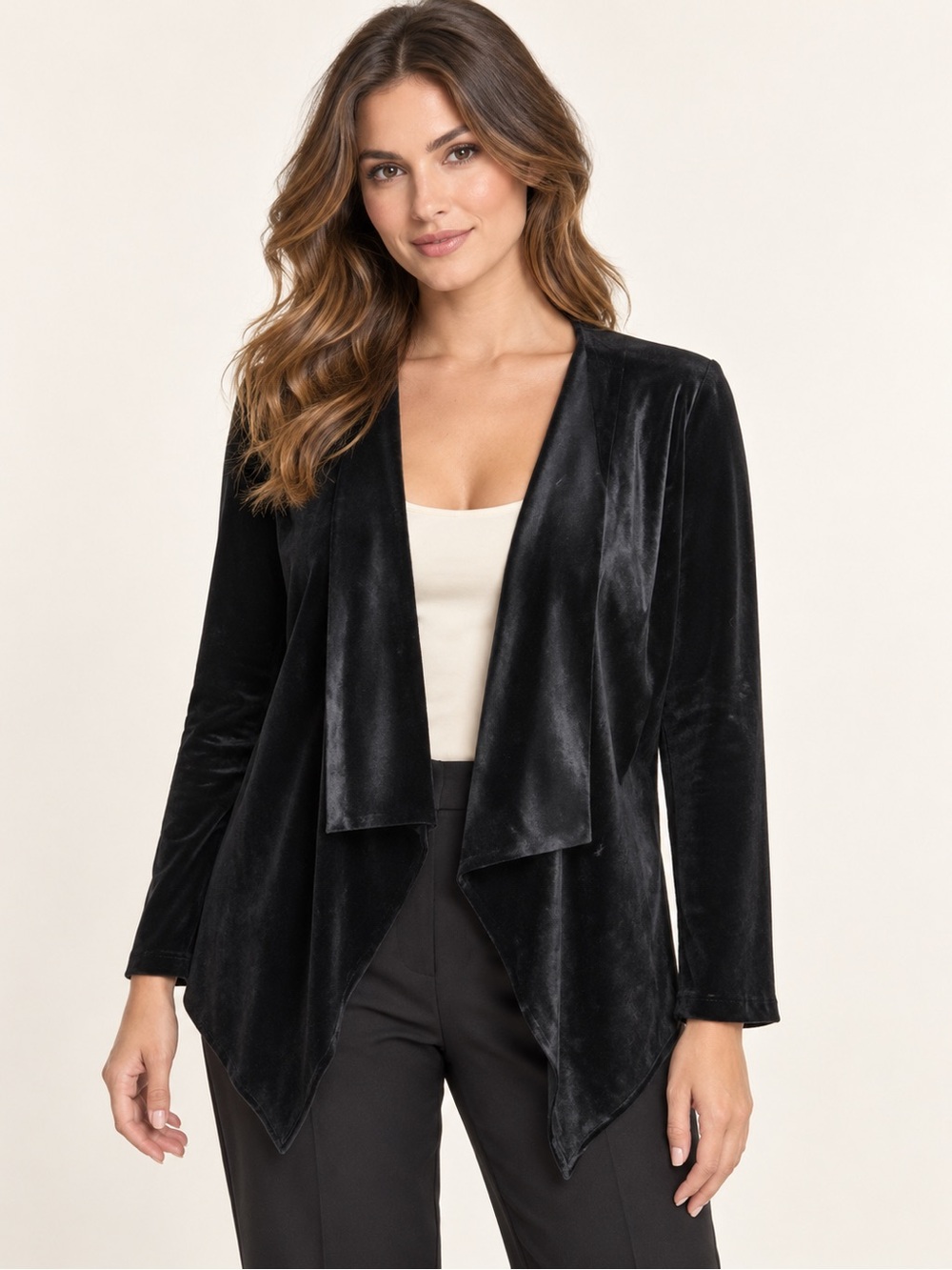 Style & Co Top Black Light Jacket Cover Up Open front W Collar Medium